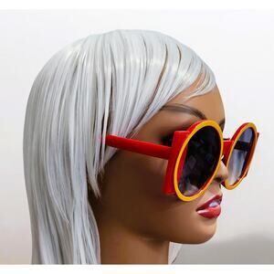Sunglasses Women Red and Yellow Large Round Shades
